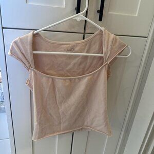 John Galt Women's Pink and Tan Crop-top